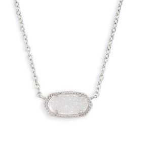 Elisa Silver Pendant Necklace In Iridescent Drusy